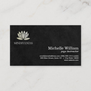 Lotus Flower Icon   Simple Sleek Black Business Card