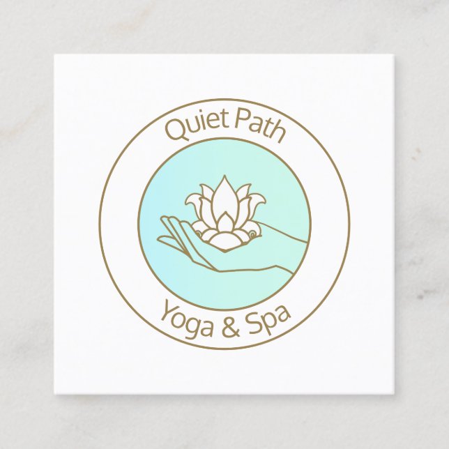 Lotus Flower in Hand Natural Beauty and Health Square Business Card (Front)