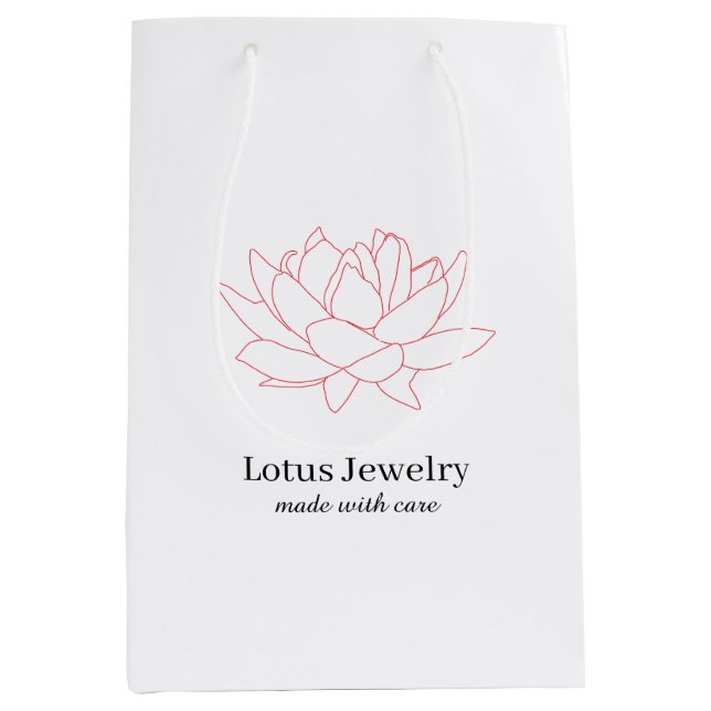 Lotus flower jewellery jeweller floral logo brande medium gift bag (Front)