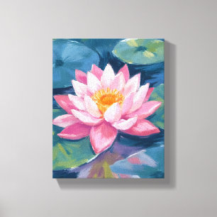 Lotus Flower Lily Pad Watercolor Canvas Print