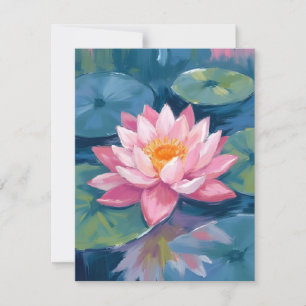 Lotus Flower Lily Pad Watercolor Thank You Card