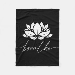 Lotus Flower Line Art Summer Breathe Meditation Yo Fleece Blanket