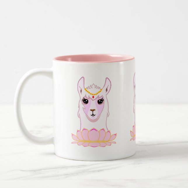 Lotus Flower & Llama Queen Two-Tone Coffee Mug (Left)