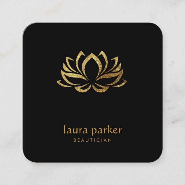 Lotus Flower Logo Healing Therapy Yoga Holistic Square Business Card (Front)