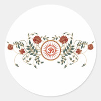 Lotus Flower Logo OM Symbol Blank Round Stickers