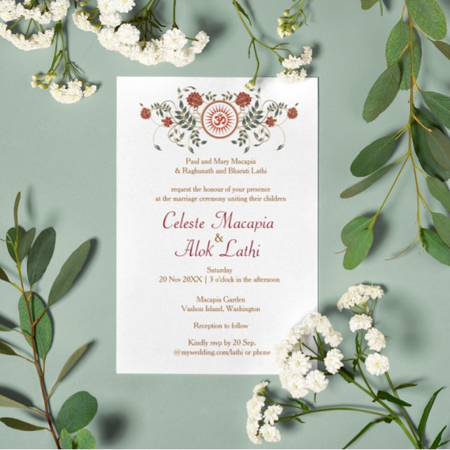 Lotus Flower Logo OM Symbol Hindu Wedding Invitation (Creator Uploaded)