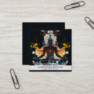 Lotus Flower Logo Yoga Square Business Card