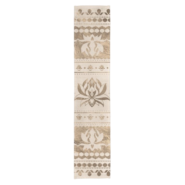 Lotus Flower Luxury ornament - pastel gold Short Table Runner (Front)