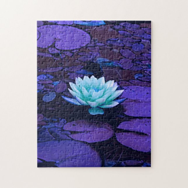 Lotus Flower Magical Purple Blue Turquoise Floral Jigsaw Puzzle (Vertical)