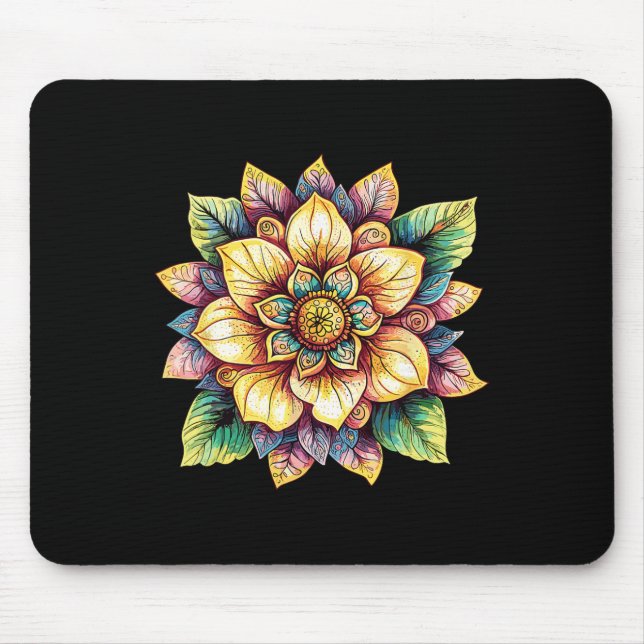Lotus Flower Mandala Boho Fantasy  Mouse Pad (Front)