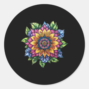 Lotus Flower Mandala Boho Yoga Meditation  Classic Round Sticker