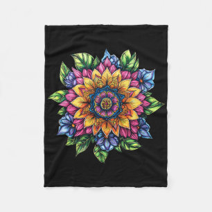 Lotus Flower Mandala Boho Yoga Meditation  Fleece Blanket