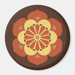 Lotus Flower Mandala, Brown, Rust and Yellow Magnet