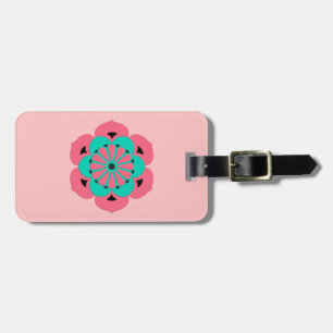 Lotus Flower Mandala, Coral Pink and Turquoise  Luggage Tag