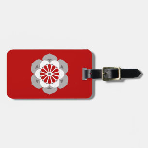 Lotus Flower Mandala, Dark Red, Grey and White Lu Luggage Tag