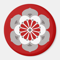 Lotus Flower Mandala, Dark Red, Grey and White