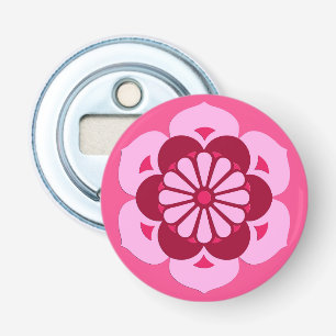 Lotus Flower Mandala, Fuchsia Pink and Burgundy Bottle Opener