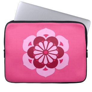 Lotus Flower Mandala, Fuchsia Pink and Burgundy Laptop Sleeve