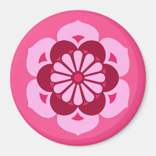 Lotus Flower Mandala, Fuchsia Pink and Burgundy Magnet