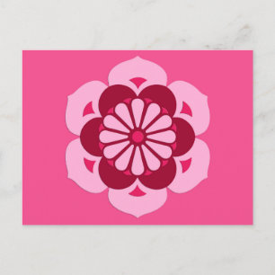Lotus Flower Mandala, Fuchsia Pink and Burgundy Postcard