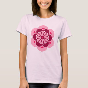 Lotus Flower Mandala, Fuchsia Pink and Burgundy T-Shirt