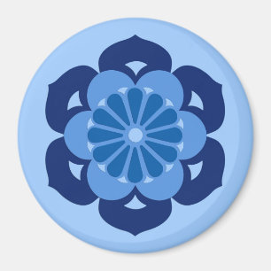 Lotus Flower Mandala, Indigo and Light Blue Magnet
