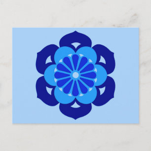 Lotus Flower Mandala, Indigo and Light Blue Postcard