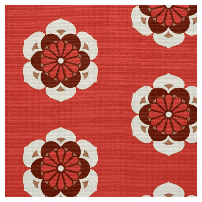Lotus Flower Mandala, Mandarin Orange Fabric (Swatch)