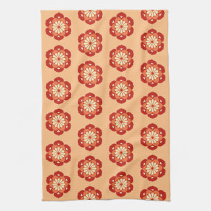 Lotus Flower Mandala, Pastel and Mandarin Orange  Tea Towel