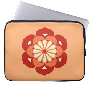 Lotus Flower Mandala, Pastel Orange and Mandarin Laptop Sleeve