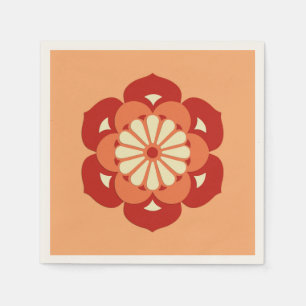 Lotus Flower Mandala, Pastel Orange and Mandarin Napkin