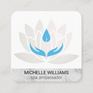 Lotus Flower Marbled Day Spa Massage Square Business Card
