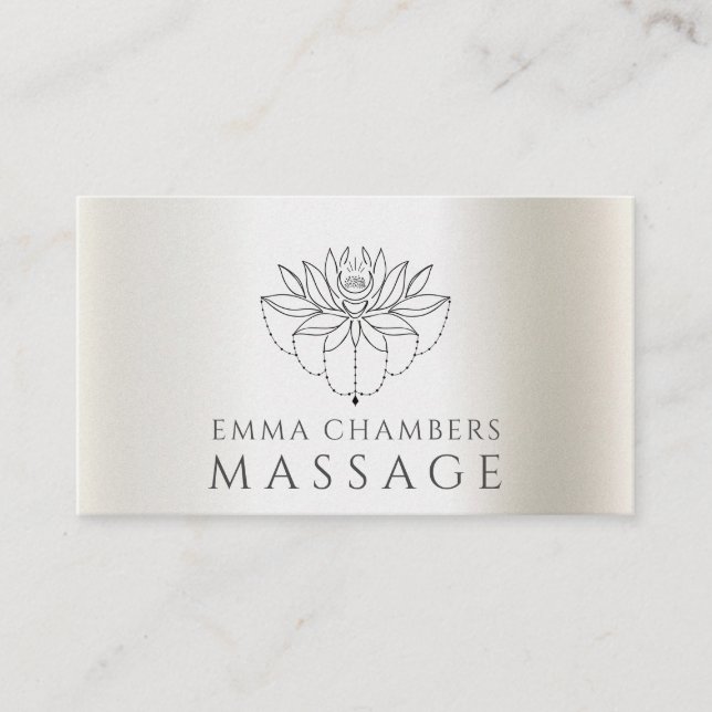 Lotus Flower Massage Therapist  Business Card (Front)