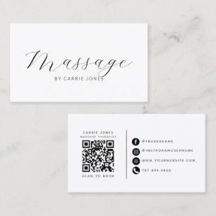 Lotus Flower Massage Therapist QR Code Business Card