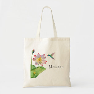 Lotus Flower Monogram Tote Bag