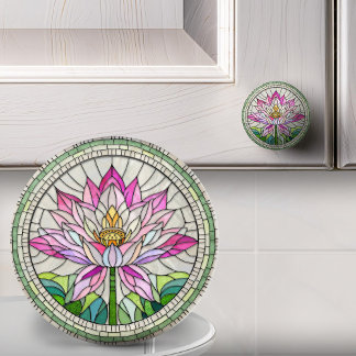 Lotus Flower Mosaic Art Ceramic Knob