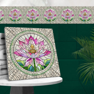 Lotus Flower Mosaic Art Tile
