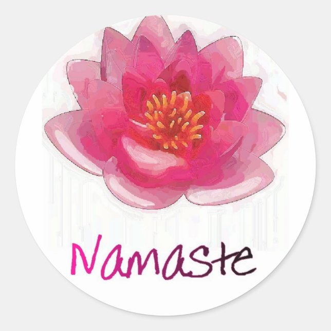Lotus Flower "Namaste" Yoga Gifts Classic Round Sticker (Front)