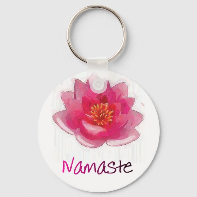 Lotus Flower "Namaste" Yoga Gifts Key Ring (Front)