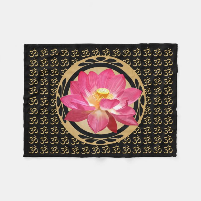 Lotus Flower Om Fleece Blanket 30"x40" (Front (Horizontal))