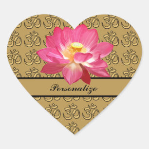 Lotus Flower OM Gold Heart Sticker