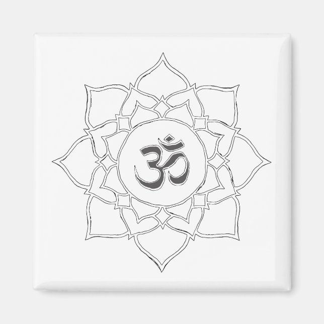Lotus Flower Om Symbol Drawing Magnet (Front)