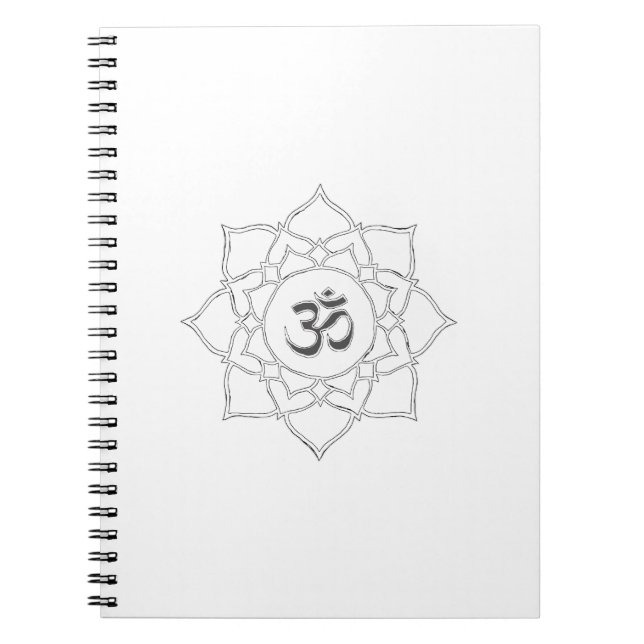 Lotus Flower Om Symbol Drawing Notebook (Front)