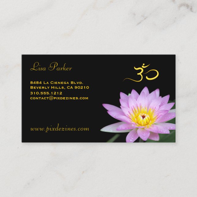 Lotus flower, Om yoga, healers Business Card (Front)