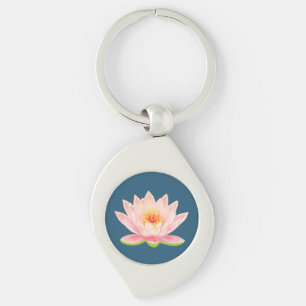 Lotus Flower on Blue Key Ring