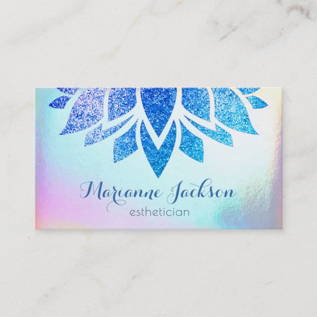 lotus flower on FAUX iridescent texture Business Card (Front)