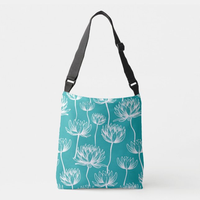 Lotus Flower pattern Crossbody Bag (Front)
