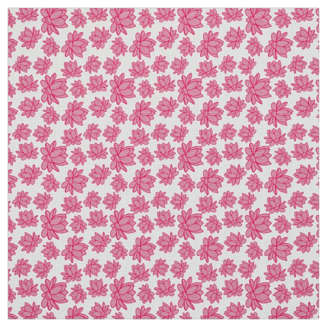 Lotus Flower Pattern in Pink Colour Fabric (Swatch)