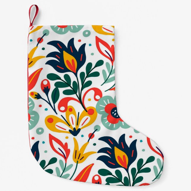 Lotus flower pattern small christmas stocking (Front)