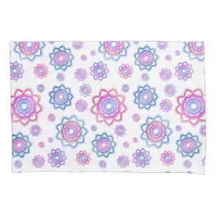 Lotus Flower Pink Blue Green Pattern Colorful Pillowcase